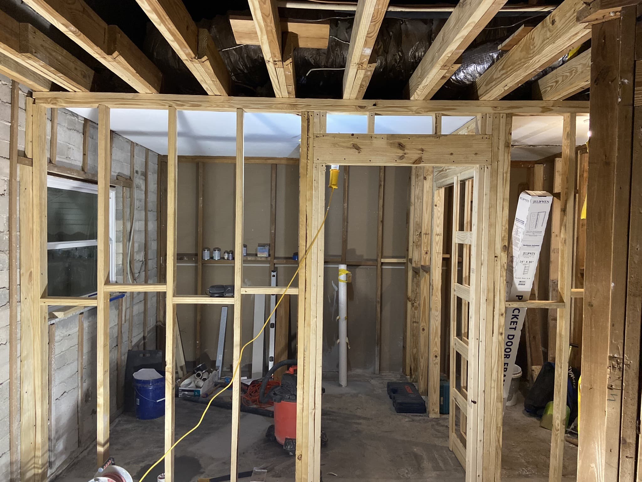 Room reframed to the studs during a Karhan home renovation in the Orlando area
